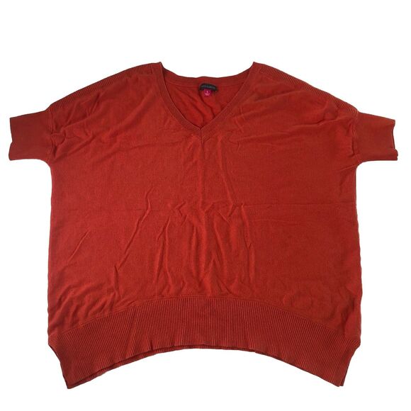 Vince Camuto Women’s Short Sleeve Knit Sweater Orange Relaxed Tag Size Small - Picture 1 of 11